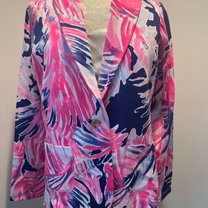Vibrant Pink and Blue Abstract Blazer/Cardigan
